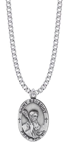 PEWTER OVAL SAINT BENEDICT NECKLACE