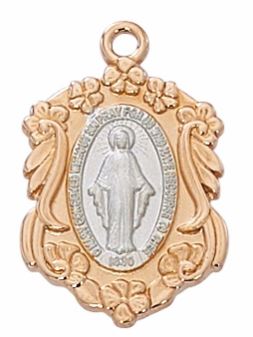 TWO TONE ROSE GOLD MIRACULOUS MEDAL NECKLACE