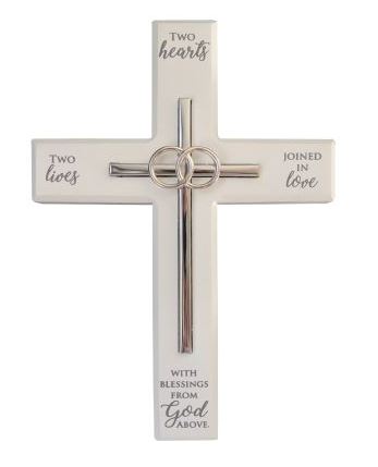 TWO HEARTS DOUBLE RING WALL CROSS
