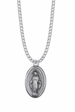 1-1/8 INCH PEWTER LARGE OVAL MIRACULOUS MEDAL 24