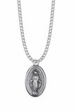 1-1/8 INCH PEWTER LARGE OVAL MIRACULOUS MEDAL 24"