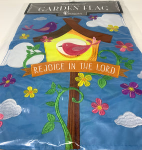 REJOICE IN THE LORD GARDEN FLAG