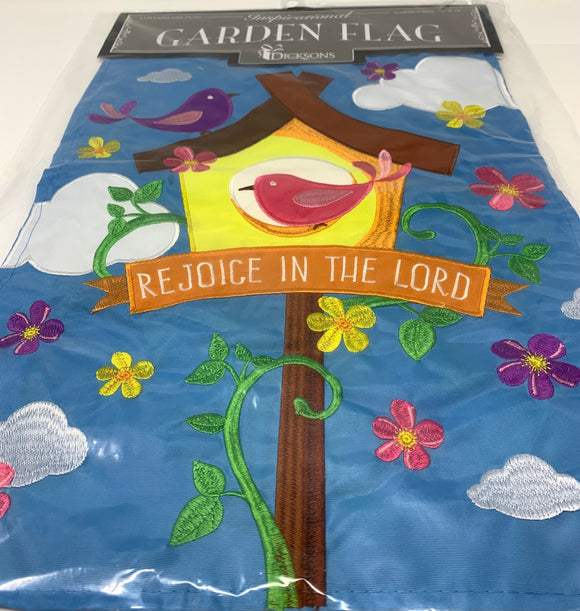 REJOICE IN THE LORD GARDEN FLAG