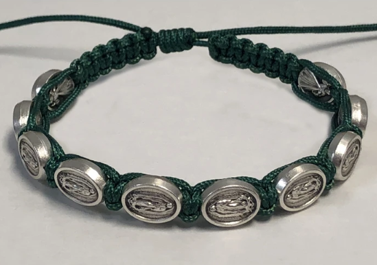OUR LADY OF GUADALUPE GREEN CORD BRACELET