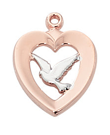 ROSE GOLD STERLING SILVER TWO - TONE DOVE ON 18