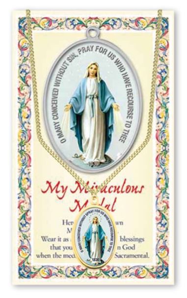 MIRACULOUS MEDAL CHAIN & PRAYER CARDED