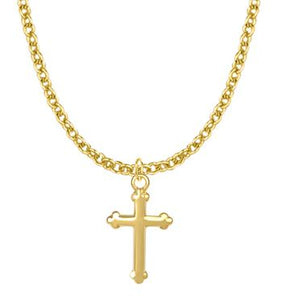 GOLD BUDDED CROSS NECKLACE