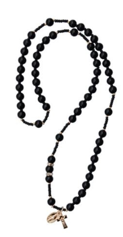 BLAK ONYX ROSARY NECKLACE