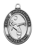 GIRLS ST CHRISTOPHER VOLLEYBALL MEDAL ON CHAIN WITH PRAYER CARD