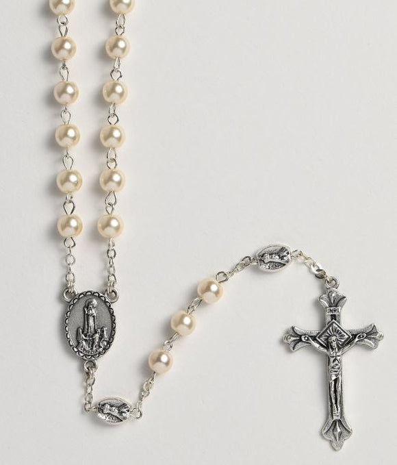 OUR LADY OF FATIMA ROSARY CREAM PEARL