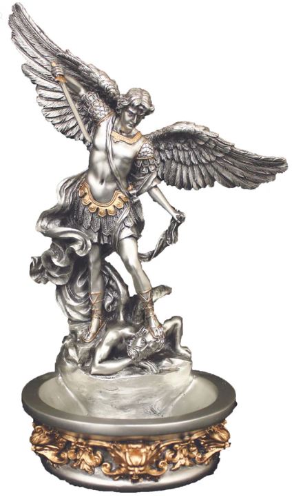 SAINT MICHAEL HOLY WATER FONT PEWTER