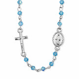 AQUA CRYSTAL ROSARY NECKLACE WITH MEDAL
