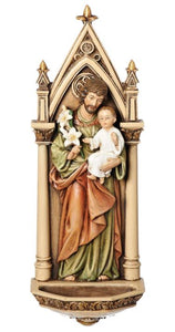 SAINT JOSEPH AND CHILD JESUS HOLY WATER FONT 7.75"