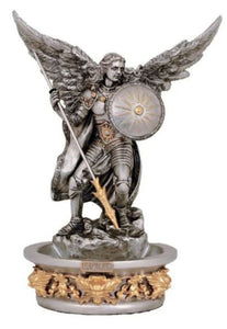 ARCHANGEL RAPHAEL HOLY WATER FONT PEWTER 7"