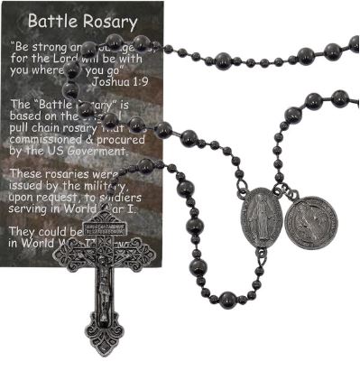 GUN METAL SAINT BENEDICT ROSARY