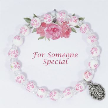 PINK CERAMIC CRYSTAL YOUTH BRACELET