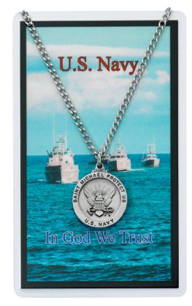 NAVY/SAINT MICHAEL NECKLACE