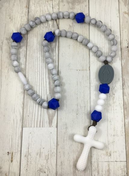 BABY SILICONE ROSARY (MARBLE & BLUE)
