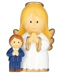 FIRST HOLY COMMUNION ANGEL WITH BOY FIGURINE