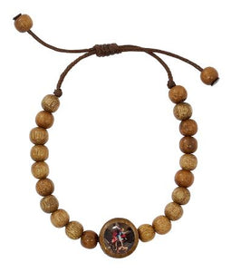 WOOD ADJUSTABLE SAINT MICHAEL BRACELET