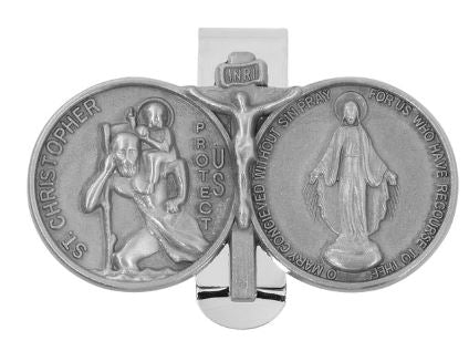 SAINT CHRISTOPHER/MIRACULOUS MEDAL VISOR CLIP