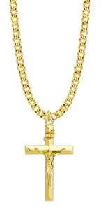 LARGE BEVELED CRUCIFIX NECKLACE