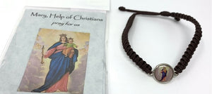 MARY HELP OF CHRISTIANS BRACELET (ROUND/BROWN CORD)