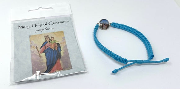MARY HELP OF CHRISTIANS BRACELET (ROUND/BLUE CORD)