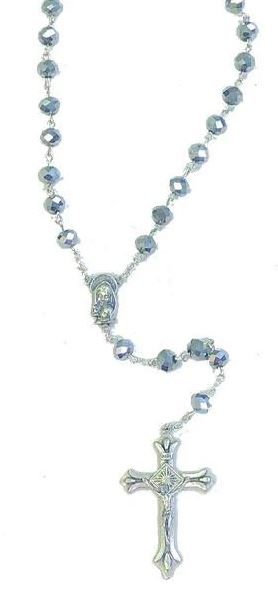 SPARKLY SILVER BEADED ROSARY