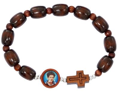 BROWN WOOD BLESSED CARLO ACUTIS BRACELET