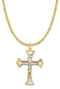 GOLD PLATED TWO-TONE CRUCIFIX 18"CHAIN
