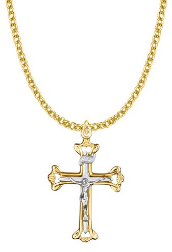 GOLD PLATED TWO-TONE CRUCIFIX 18
