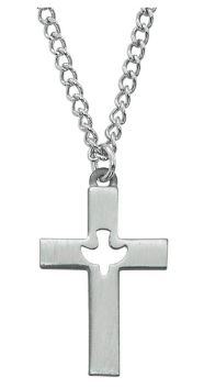 PEWTER CROSS NECKLACE 24''