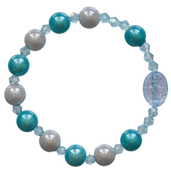 BLUE ACRYLIC CHILDREN'S ROSARY BRACELET (8mm)