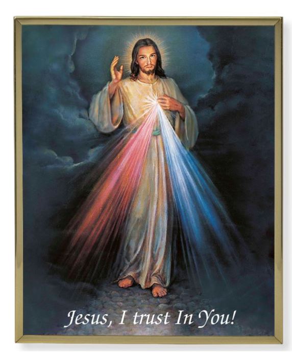 THE DIVINE MERCY PRINT IN GOLD FRAME 8x10