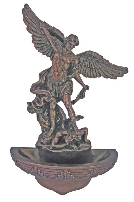 SAINT MICHAEL BRONZE HOLY WATER FONT