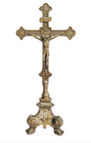 SHINY BRASS STANDING CRUCIFIX 13 INCH