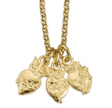 16KT GOLD OVER STERLING SILVER THREE HEARTS NECKLACE