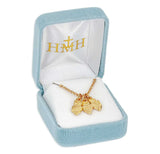 16KT GOLD OVER STERLING SILVER THREE HEARTS NECKLACE