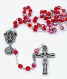 HOLY HILL RED AURORA ROSARY - BASILICA CENTERPIECE & ST. THERESE CHARM