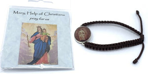 MARY HELP OF CHRISTIANS BRACELET (SHRINE CHAPEL/BROWN CORD)