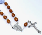 OVAL BROWN WOOD HOLY HILL AUTO ROSARY