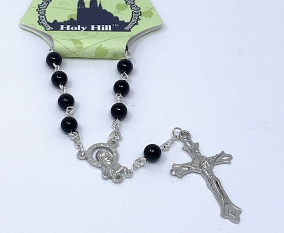 BLACK GLASS HOLY HILL ONE DECADE ROSARY