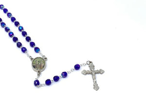 BLUE BEAD ROSARY-HOLY HILL MEDAL