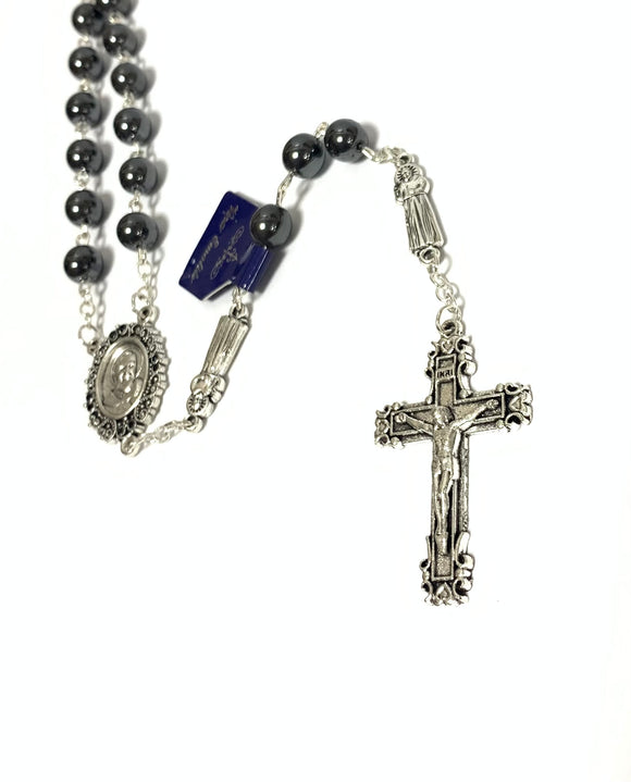 SAINT PADRE PIO HEMATITE ROSARY