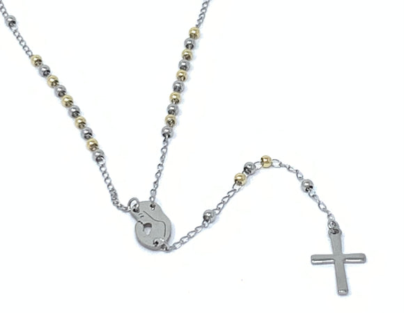 STAINLESS STEEL ROSARY NECKLACE