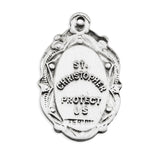 FANCY OVAL STERLING SILVER ST. CHRISTOPHER MEDAL/NECKLACE