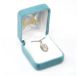 FANCY OVAL STERLING SILVER ST. CHRISTOPHER MEDAL/NECKLACE