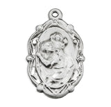 FANCY OVAL STERLING SILVER ST. CHRISTOPHER MEDAL/NECKLACE