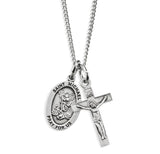 STERLING SILVER ST. MICHAEL MEDAL & CRUCIFIX SET